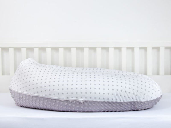 Navlaka za jastuk za dojenje platno+minky 170cm - Sive zvjezdice