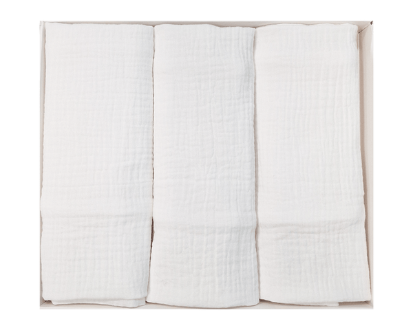 Set of Children's Premium Muslin Tetra Diapers 65x65cm in Gift Box - Set 3/1 - White