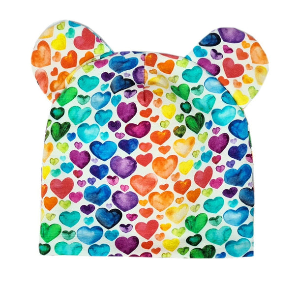 Two-Layer Hat with Ears - Hearts