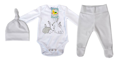 3-piece baby set - Plush - White