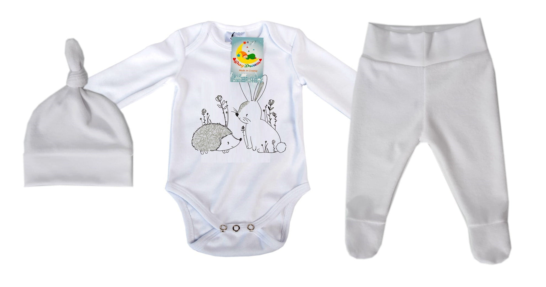 3-piece baby set - Plush - White