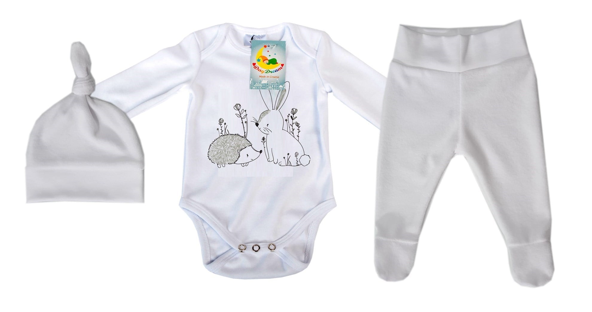3-piece baby set - Plush - White
