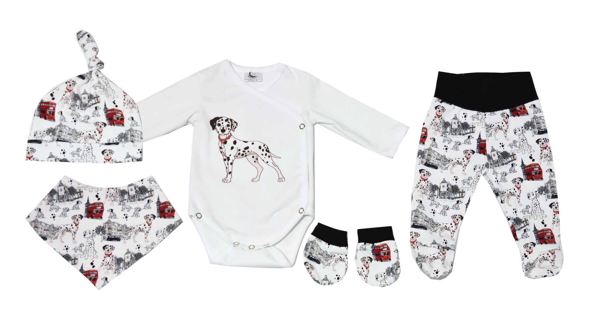 4-piece newborn set - Dalmatiners + free gloves