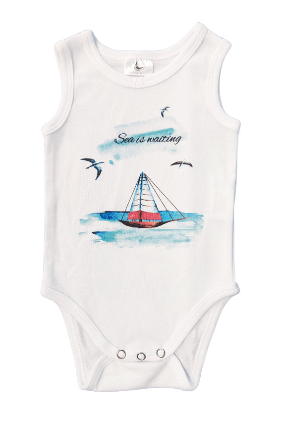 Sleeveless Bodysuit - Sea is waiting