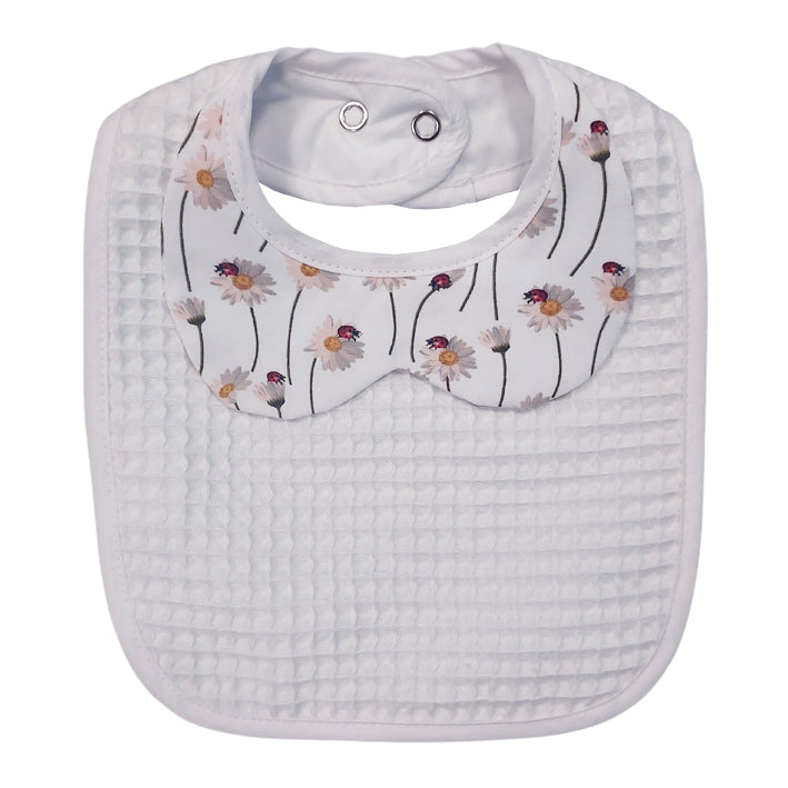 Bib with Collar and Waterproof Backing - Daisies