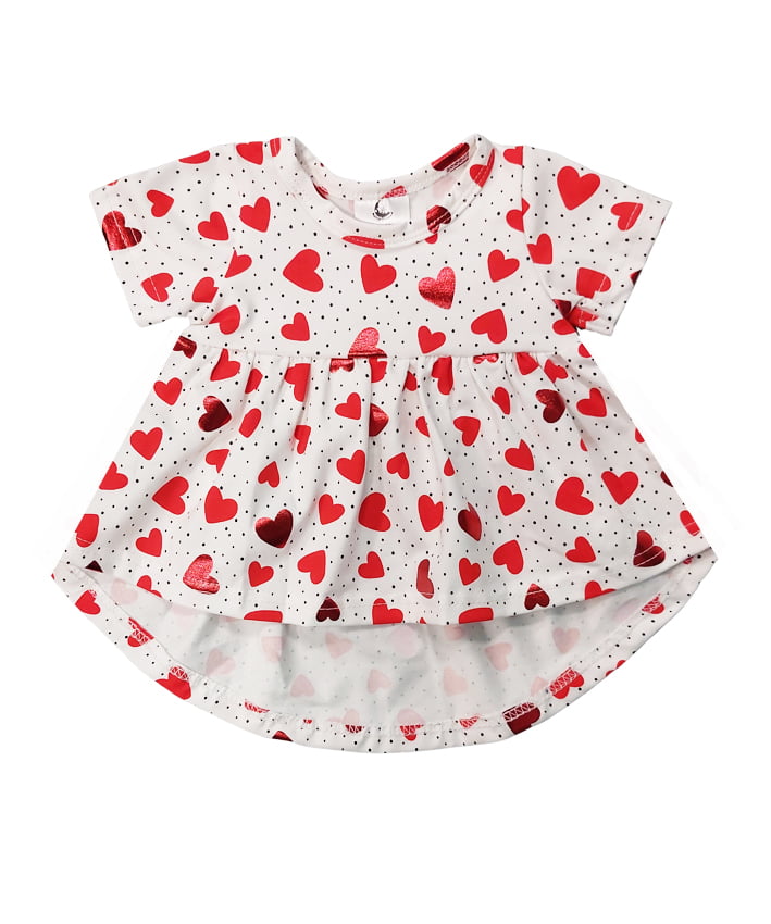 Short Sleeve Tunic - Red Hearts