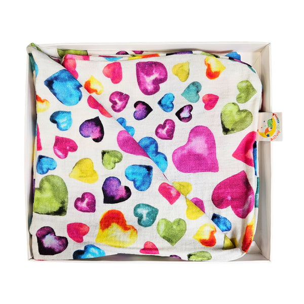 Muslin Double Layer Tetra Blanket 80x100cm - Colorful Hearts