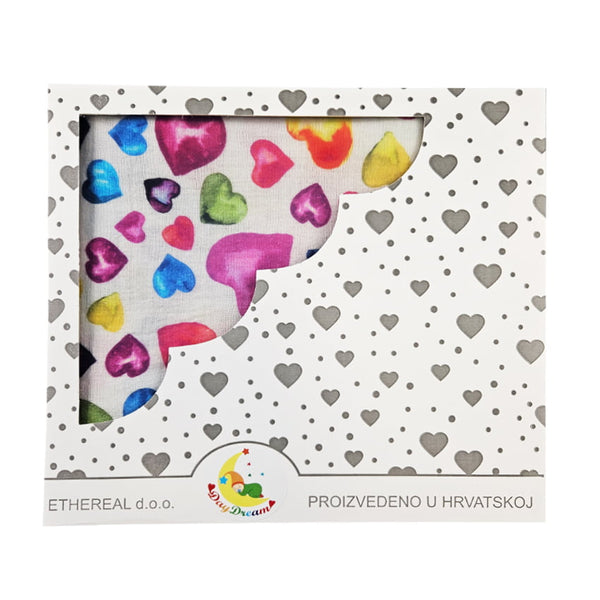Muslin Double Layer Tetra Blanket 80x100cm - Colorful Hearts