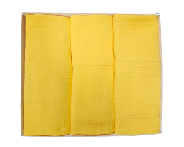 Premium muslin tetra diaper set 65x65cm in gift box - Set 3/1 - Yellow