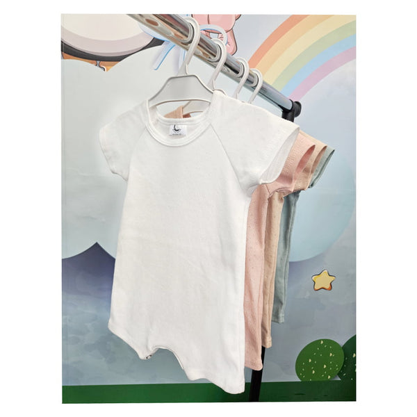 Breathable Short Sleeve Romper - White