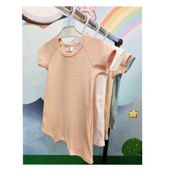 Breathable Short Sleeve Romper - Pink