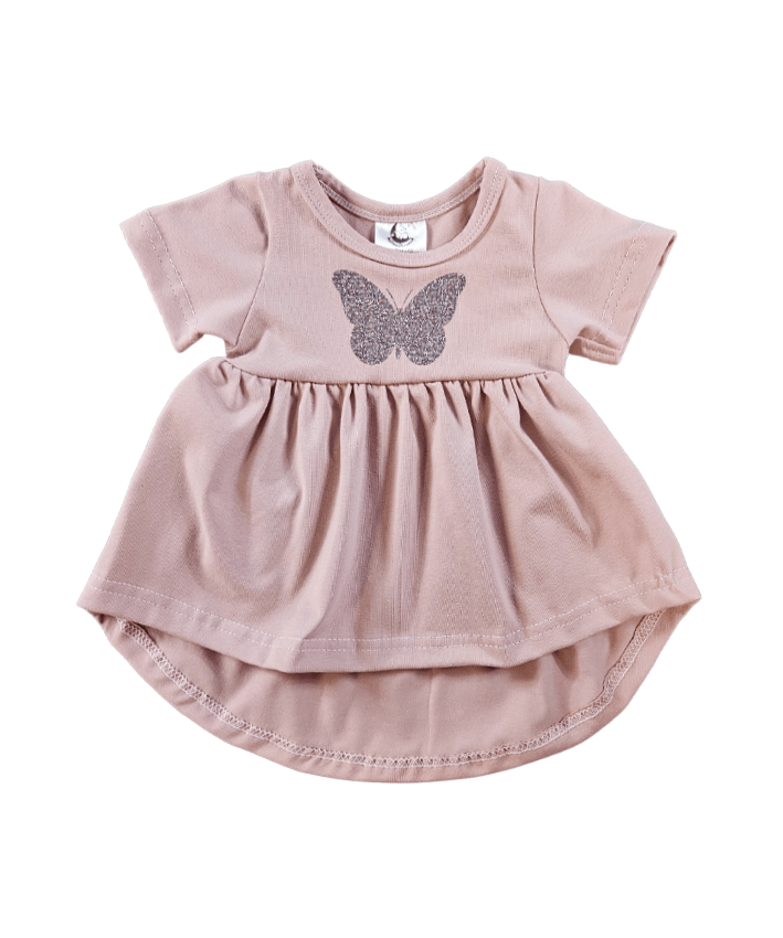 Short Sleeve Tunic - Butterfly - Dirty Pink