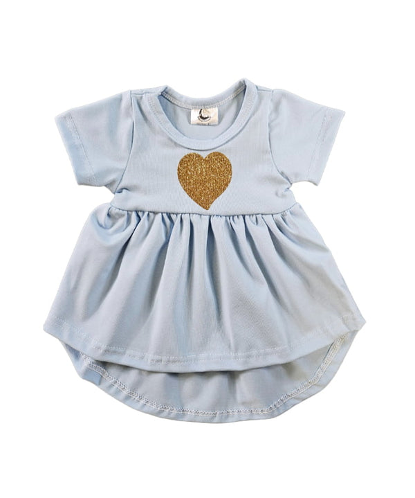 Short Sleeve Tunic - Heart - Blue