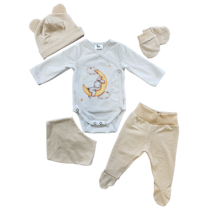 4-piece newborn set - Bunny on the moon