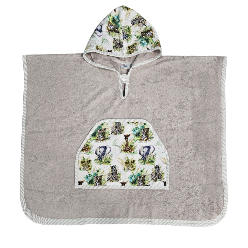 Bamboo Poncho - Animals - Gray