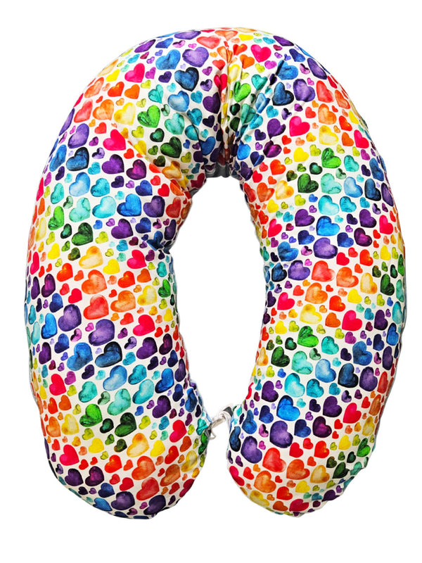 Nursing Pillow with Wool Filling 170cm - Colorful Hearts