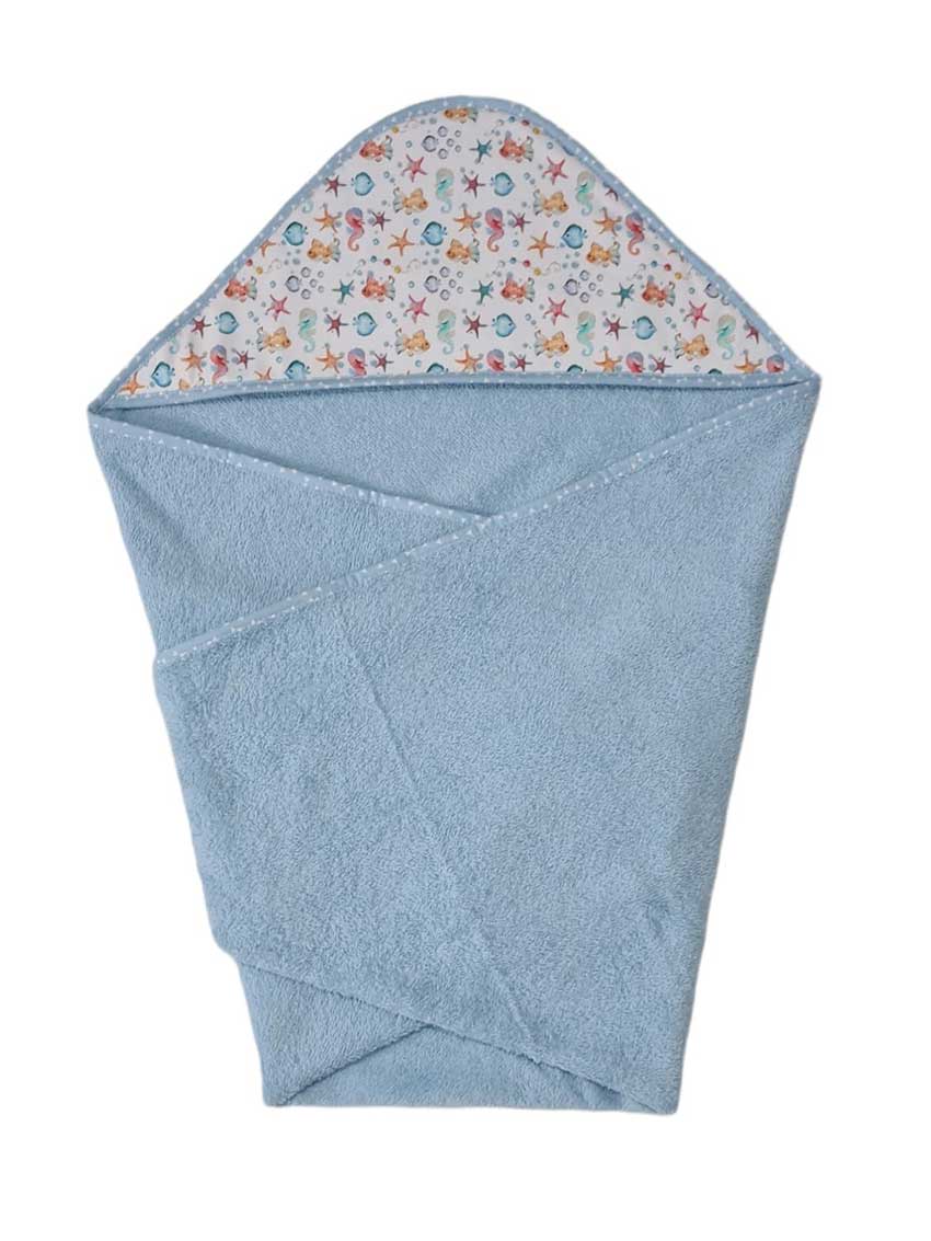 Bamboo Towel 90x90cm - Pattern - Marine World