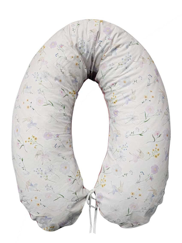Jastuk za dojenje platno+pliš 170cm - Rozo cvijeće