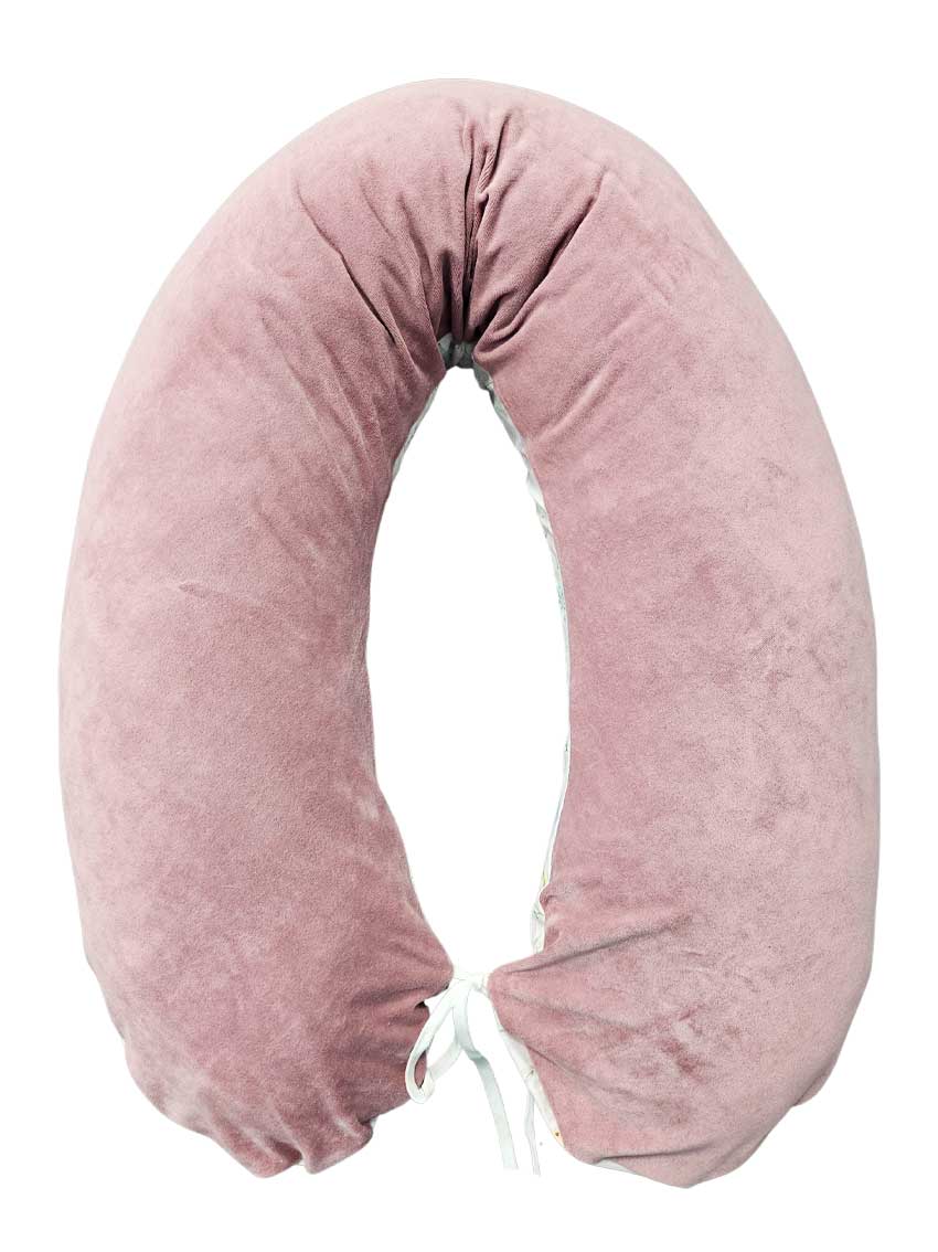Jastuk za dojenje platno+pliš 170cm - Rozo cvijeće