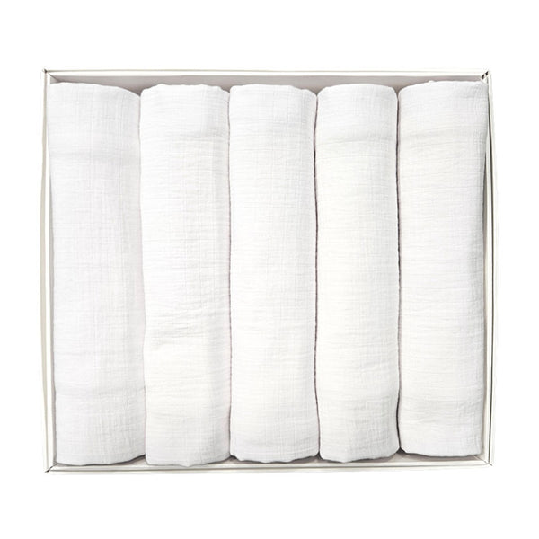 Set pamučnih tetra pelena 70x70cm u poklon kutiji - Set 5/1 - Bijele deblje