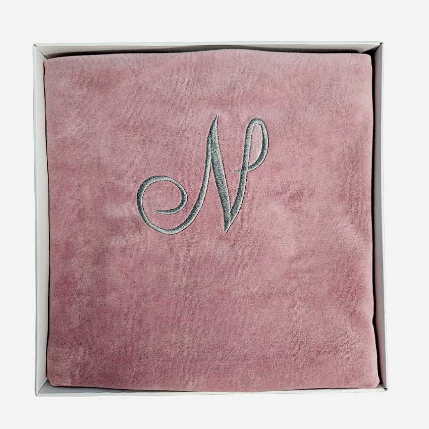Personalizirana pamučna velur dekica 80x100cm - Retro ljubičasta