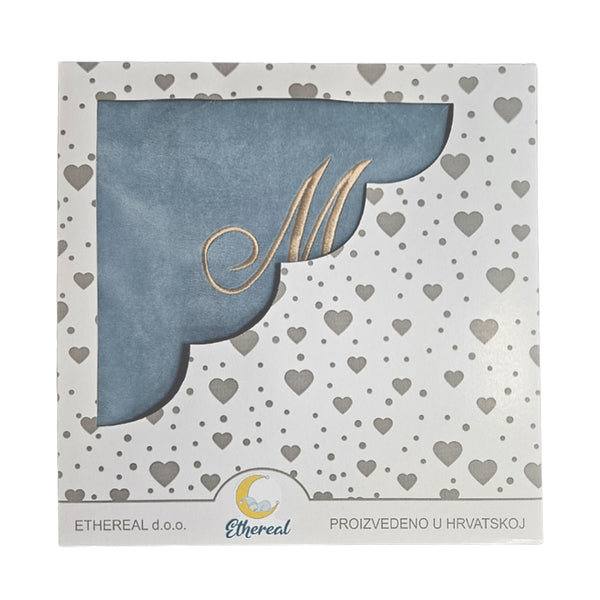 Personalizirana pamučna velur dekica 80x100cm - Pepeljasto plava
