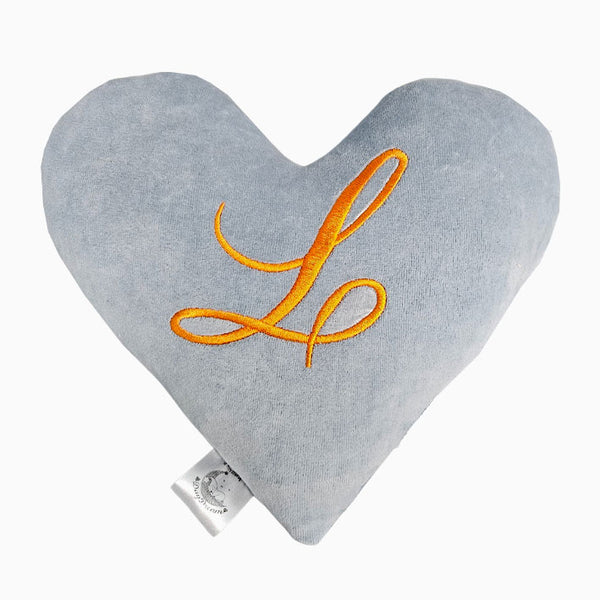 Cotton Velvet Decorative Heart Pillow Personalized - Ash Blue