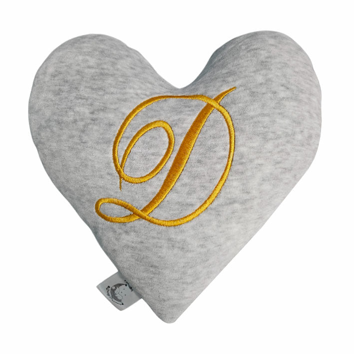 Cotton Velvet Decorative Heart Pillow Personalized - Gray