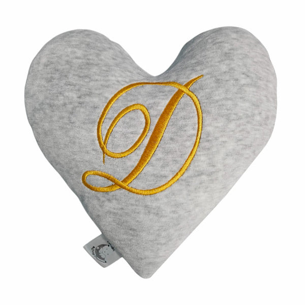 Cotton Velvet Decorative Heart Pillow Personalized - Gray