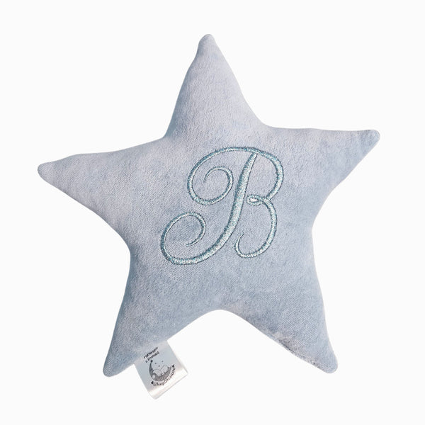 Cotton Velvet Decorative Star Pillow Personalized - Ash Blue
