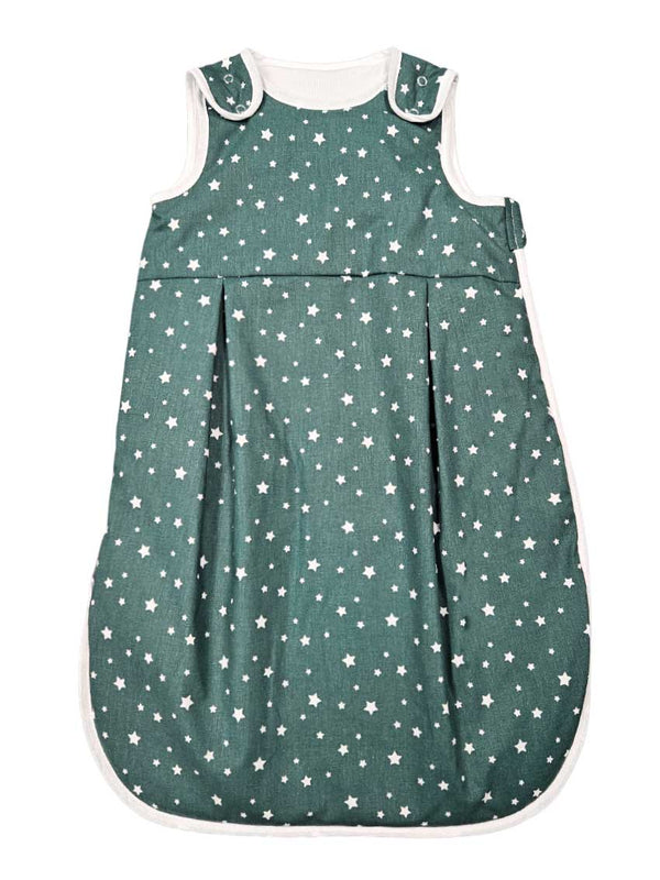 Classic Sleeping Bag with Filling - Green with White Stars