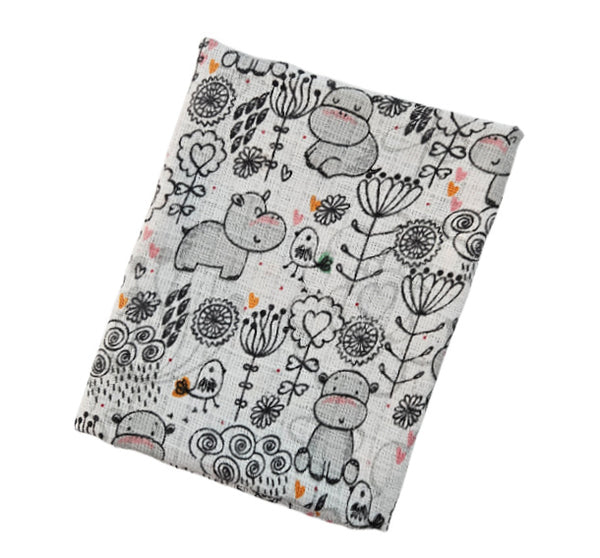 Cotton Tetra Diaper 70x70cm - Hippo