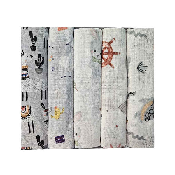 Set pamučnih tetra pelena 70x70cm - Set 5/1 - Sive životinje