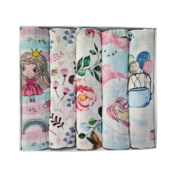 Set djecjih tetra pelena pamuk 70x70cm u poklon kutiji - Set 5/1 - Zeko i društvo