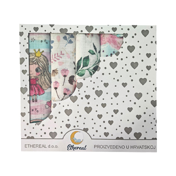 Set djecjih tetra pelena pamuk 70x70cm u poklon kutiji - Set 5/1 - Zeko i društvo