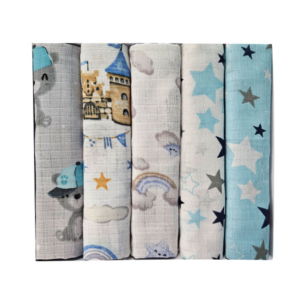 Set pamučnih tetra pelena 70x70cm - Set 5/1 - Plava bajka