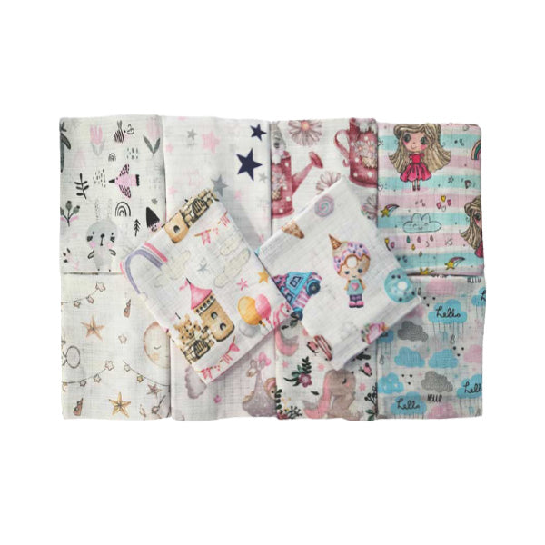 Set of Children's Cotton Tetra Diapers 70x70cm - Set 10/1 - Female