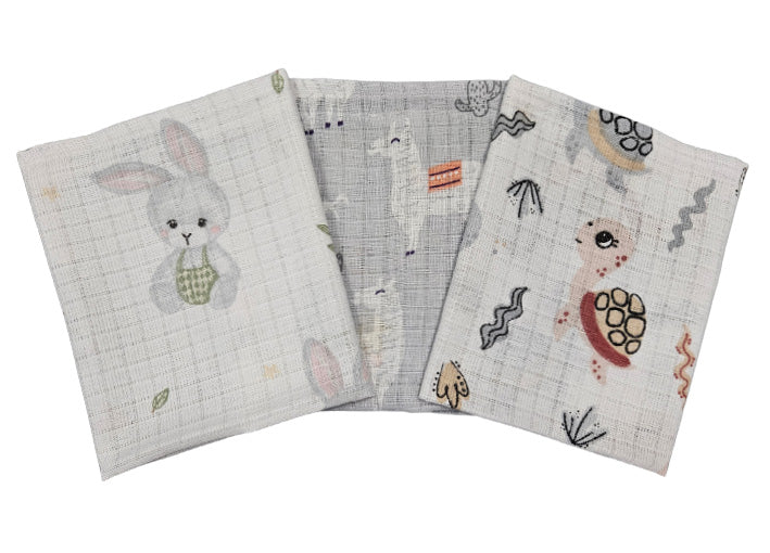 Pamučne tetra krpice 30x30cm - Set 3/1 - Ljama i kornjača