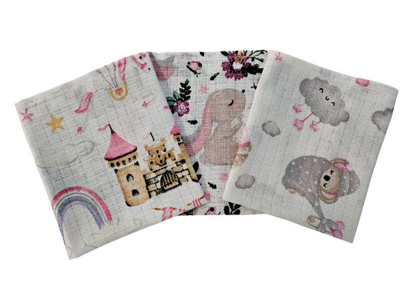 Pamučne tetra krpice 30x30cm - Set 3/1 - Roza bajka