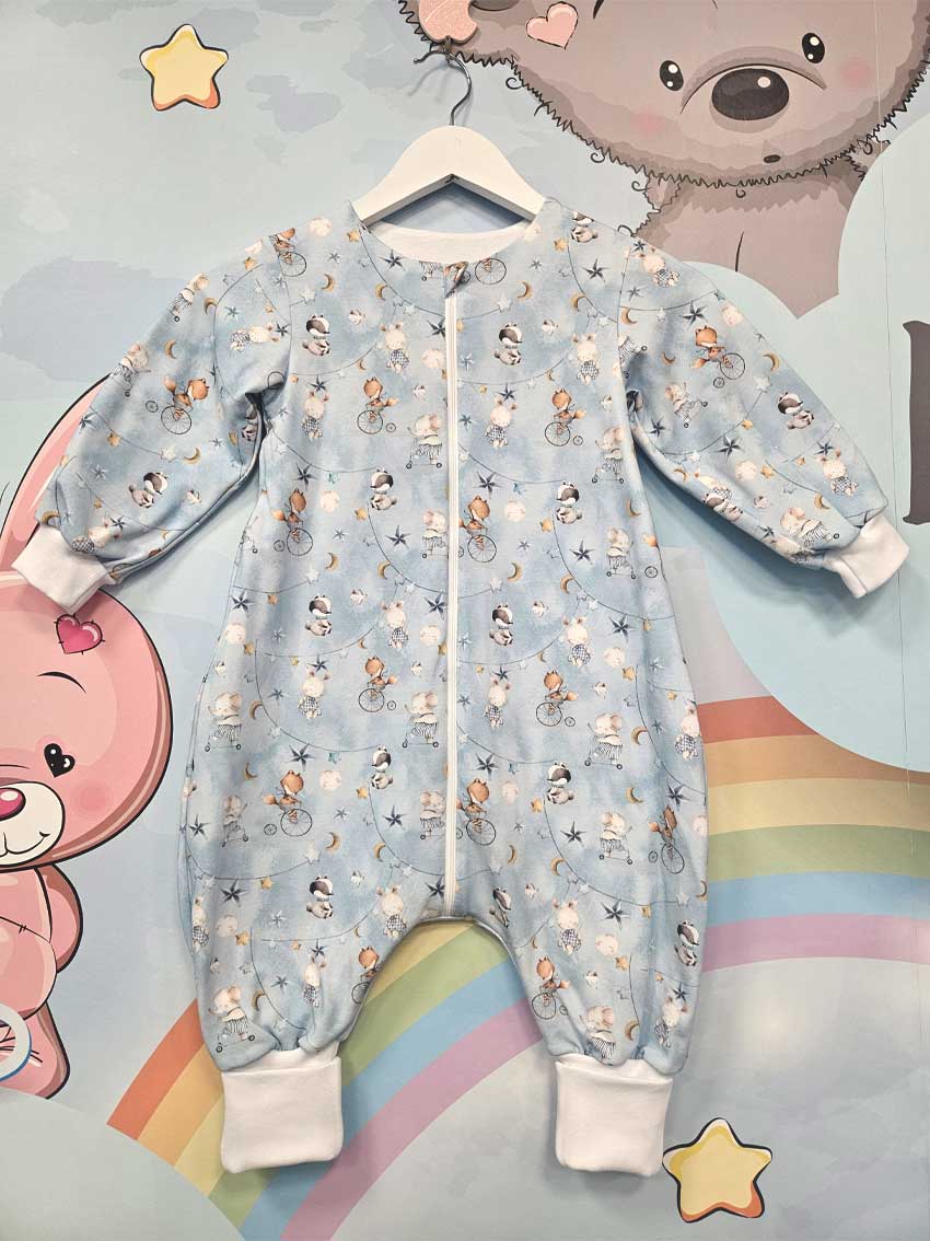 Tanja two-layer sleeping bag with legs and sleeves - Cute animals - blue