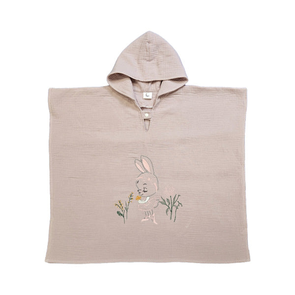 Muslin Poncho - Bunny with Flowers