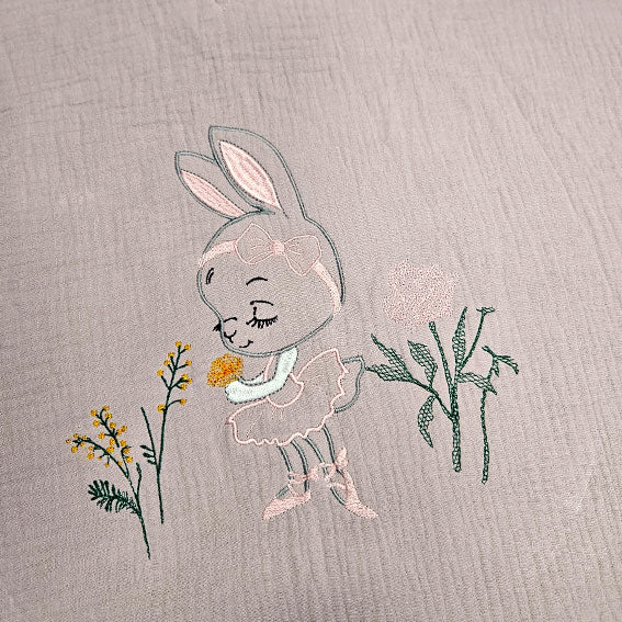 Muslin Poncho - Bunny with Flowers