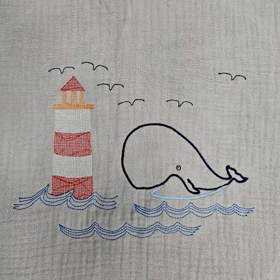 Muslin Poncho - Sea Whale - Gray