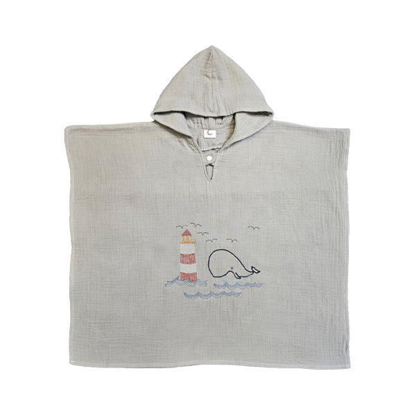 Muslin Poncho - Sea Whale - Gray