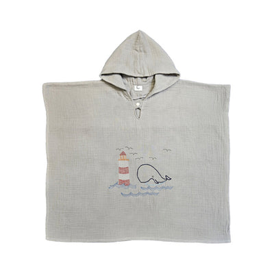 Muslin Poncho - Sea Whale - Gray