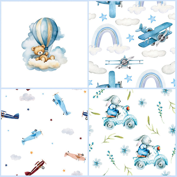PREMIUM Set pamučnih tetra pelena 70x70cm u poklon kutiji - Set 4/1 - Medo na oblaku