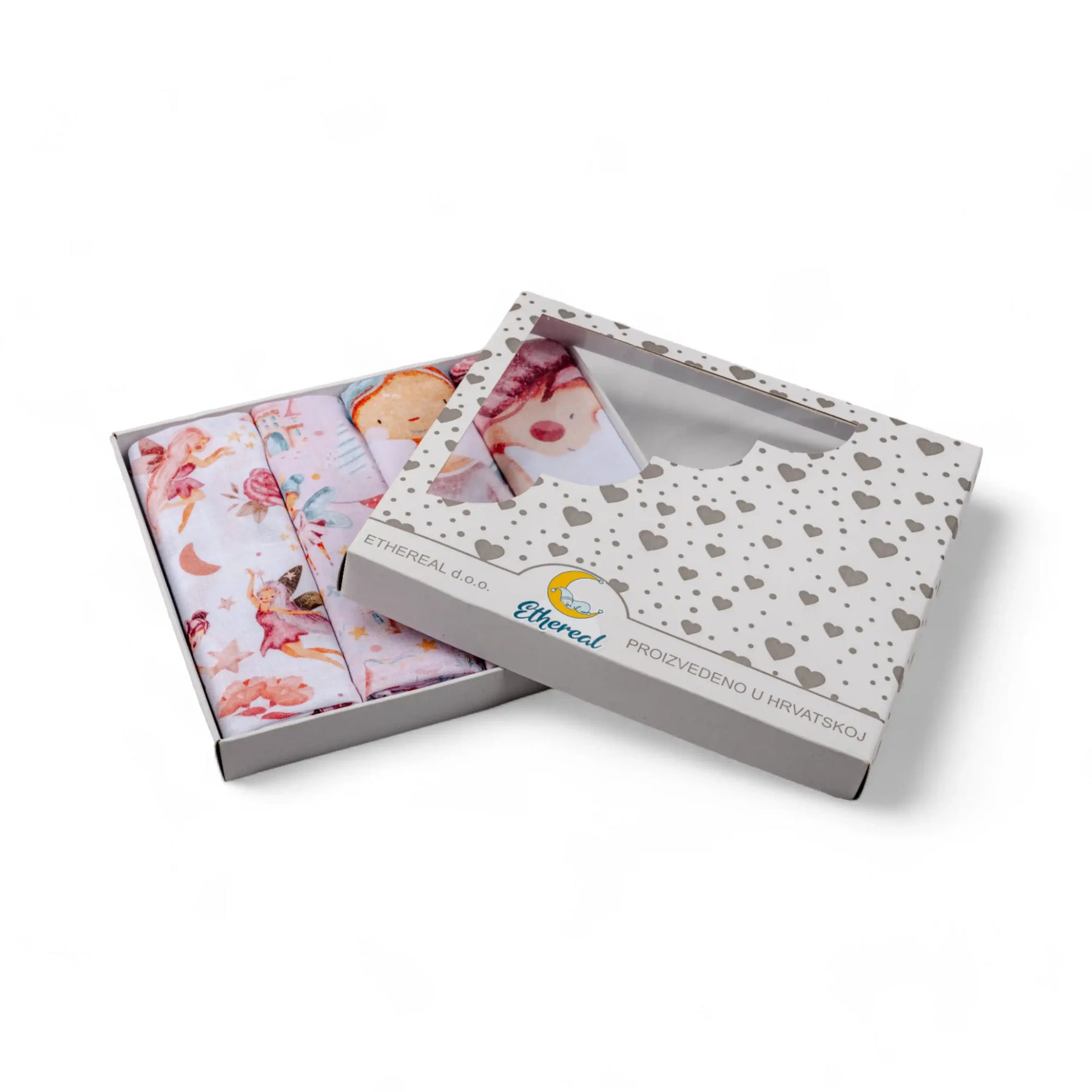 Set of Premium Cotton Baby Tetra Diapers 70x70cm in Gift Box - Set 4/1 - Fairy World