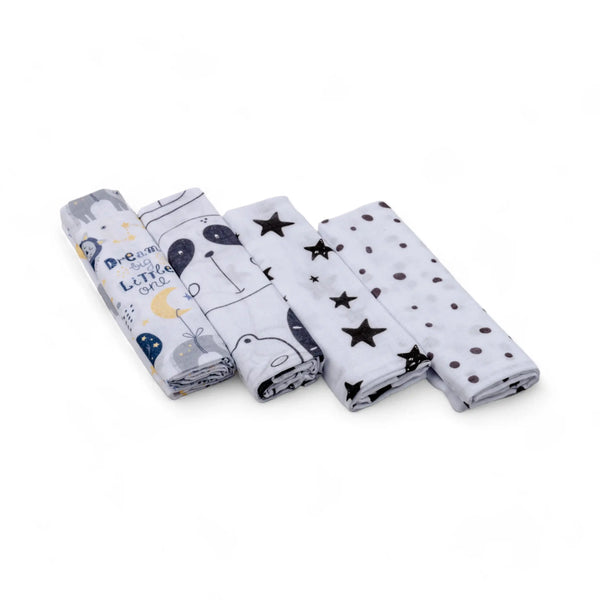 Set of Premium Cotton Tetra Diapers 70x70cm in Gift Box - Set 4/1 - Dream Big Rainbow