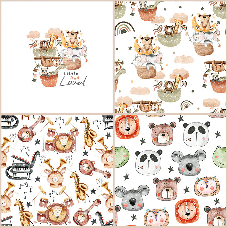 Set of Premium Cotton Baby Tetra Diapers 70x70cm in Gift Box - Set 4/1 - Animal World