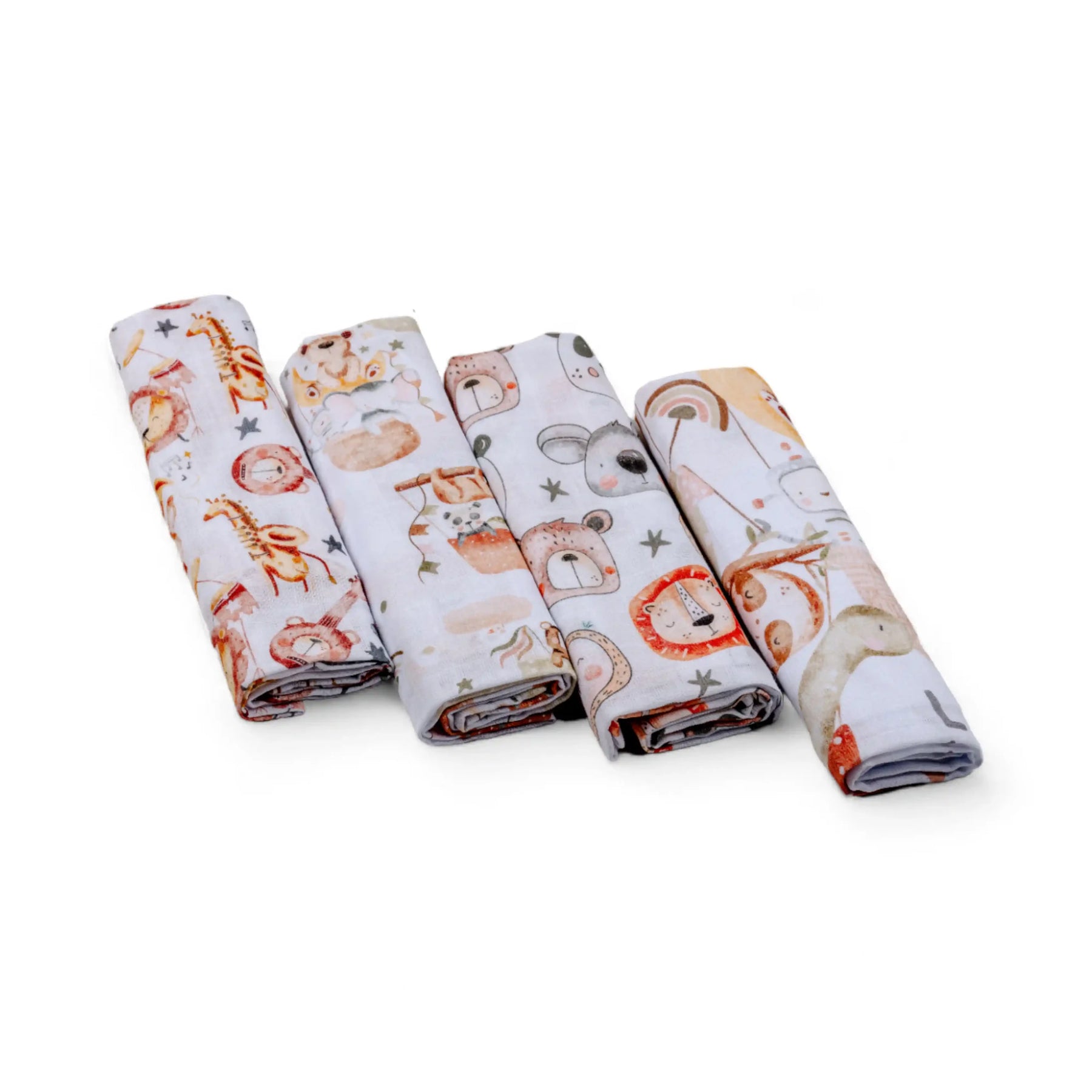 Set of Premium Cotton Baby Tetra Diapers 70x70cm in Gift Box - Set 4/1 - Animal World